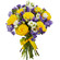 bouquet of yellow roses and irises. Saint Petersburg